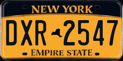 NY license plate DXR2547