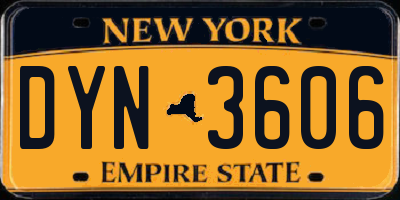 NY license plate DYN3606