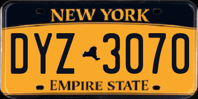 NY license plate DYZ3070