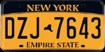 NY license plate DZJ7643