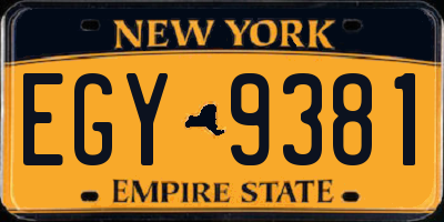 NY license plate EGY9381