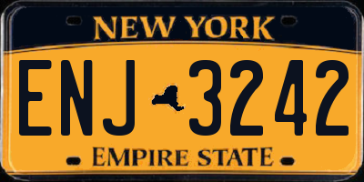 NY license plate ENJ3242