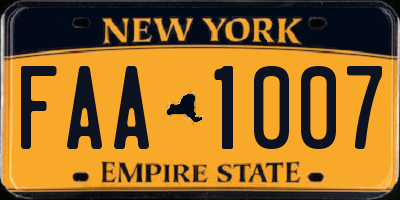 NY license plate FAA1007