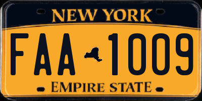 NY license plate FAA1009