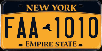 NY license plate FAA1010