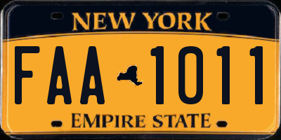 NY license plate FAA1011