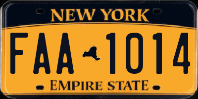 NY license plate FAA1014