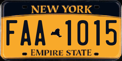 NY license plate FAA1015
