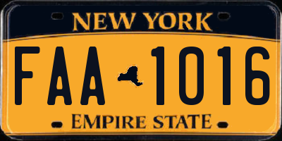 NY license plate FAA1016