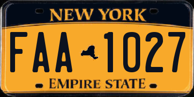 NY license plate FAA1027