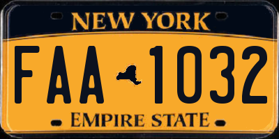 NY license plate FAA1032