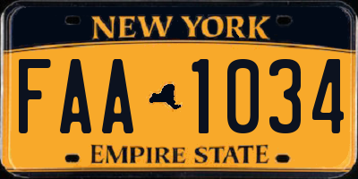 NY license plate FAA1034