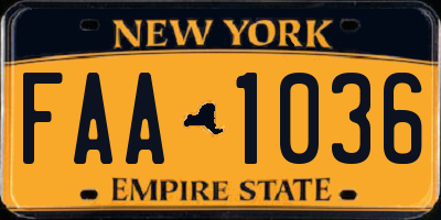 NY license plate FAA1036