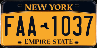 NY license plate FAA1037