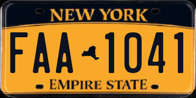 NY license plate FAA1041
