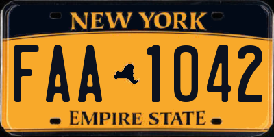 NY license plate FAA1042