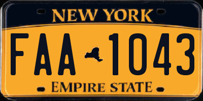 NY license plate FAA1043