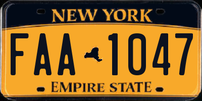NY license plate FAA1047