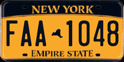 NY license plate FAA1048