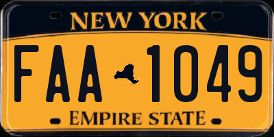 NY license plate FAA1049