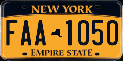 NY license plate FAA1050