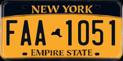 NY license plate FAA1051