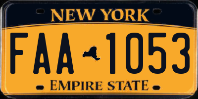 NY license plate FAA1053