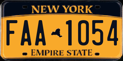 NY license plate FAA1054