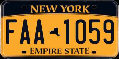 NY license plate FAA1059