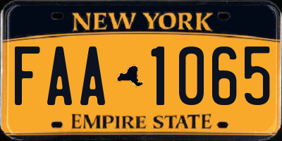 NY license plate FAA1065