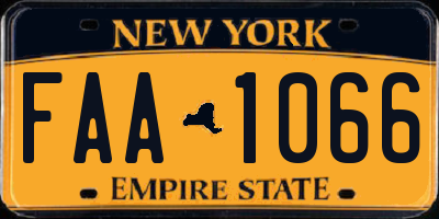 NY license plate FAA1066