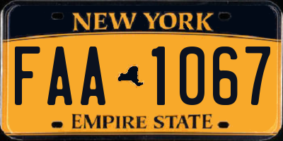 NY license plate FAA1067