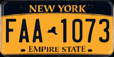 NY license plate FAA1073