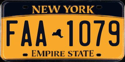 NY license plate FAA1079