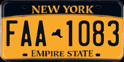 NY license plate FAA1083