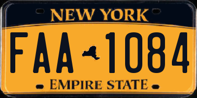 NY license plate FAA1084