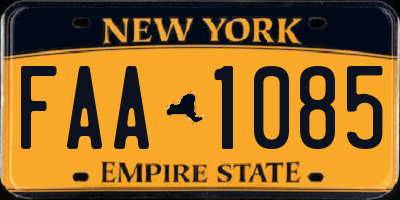 NY license plate FAA1085