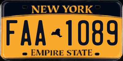 NY license plate FAA1089