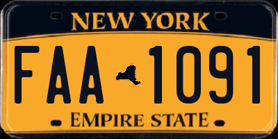 NY license plate FAA1091