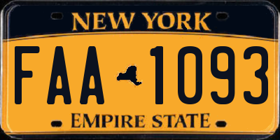 NY license plate FAA1093