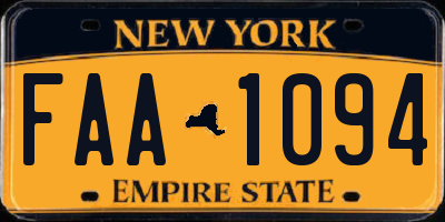 NY license plate FAA1094