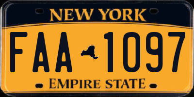 NY license plate FAA1097