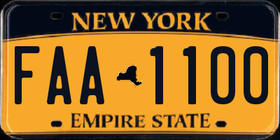 NY license plate FAA1100