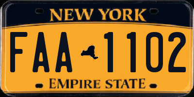 NY license plate FAA1102