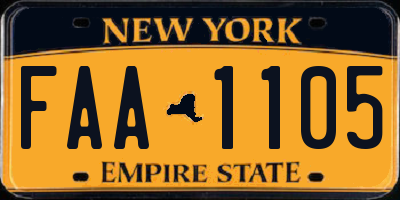 NY license plate FAA1105
