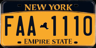 NY license plate FAA1110