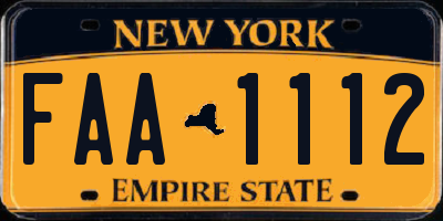 NY license plate FAA1112