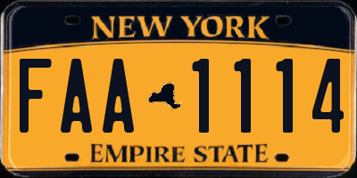 NY license plate FAA1114