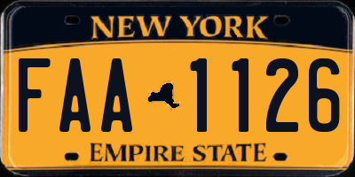 NY license plate FAA1126