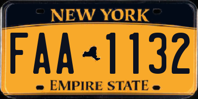 NY license plate FAA1132